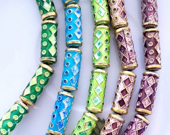 7x18mm Enamel Beads Round Tube