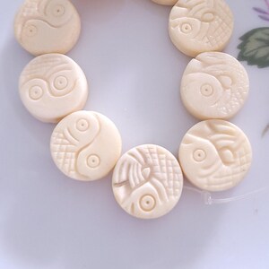 Hand Carved Bone Beads  &quot;Yin Yang Fish&quot; 14mm (8pcs)