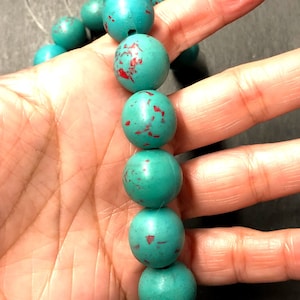 Vintage Speckled Cinnabar Lacquer Round Beads Full Strand
