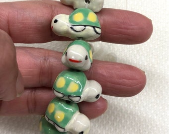 Porcelain Beads Cute Cartoon Turtle 19x12x11mm