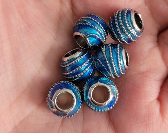 6pcs Enamel Beads Bracelet Charm 9mm x 11mm