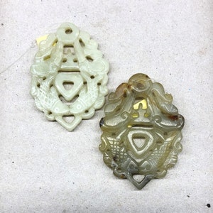 60x40mm Hsiu Jade Twin Fish Pendant