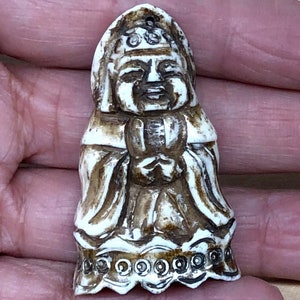 Hand Carved Vintage Bone Pendant &quot;Buddha&quot; #B1