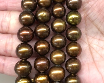 10.5-11.5mm Dark Brown Pearls Potato Shape 8" 16" Strand