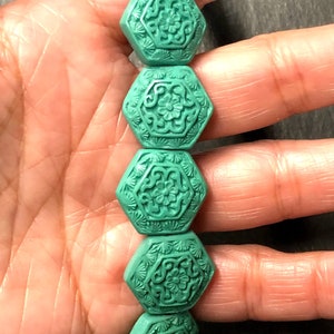Cinnabar Lacquer Flat Hexagon Beads Full Strand