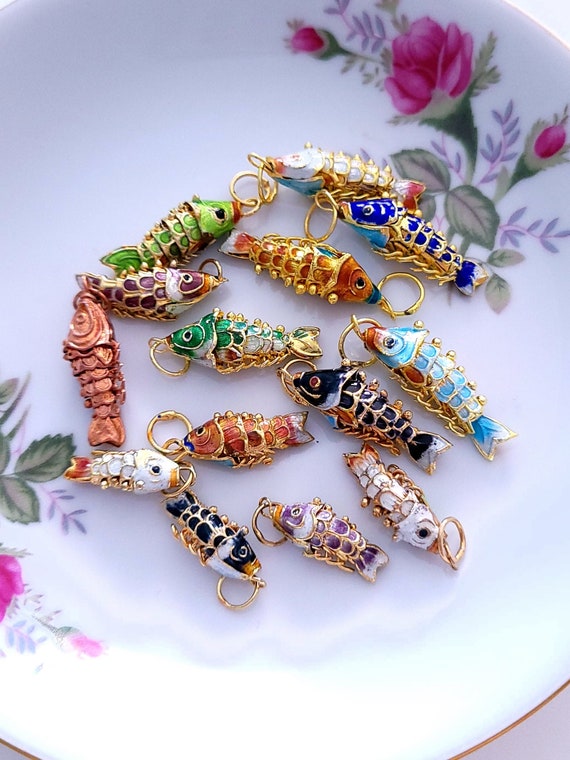 Cloisonne fish best sale charm
