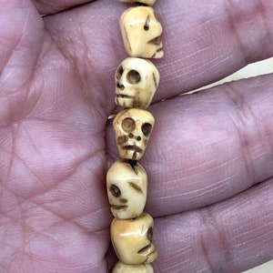 Small Hand Carved Vintage Bone Beads Skulls - Etsy