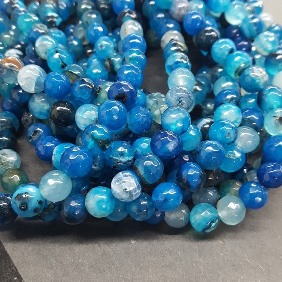 Multicolor Blues Dyed Crackle Agate 10mm Full Strand - Main Image