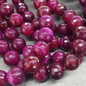 Fuchsia Agate Faceted Round 15-16mm Full Strand