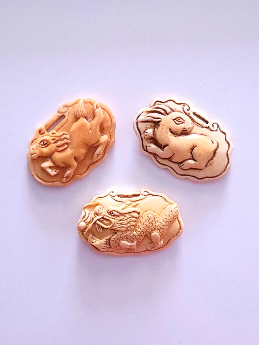Hand Carved Vintage Chinese Zodiac Animal Bone Pendant - Etsy