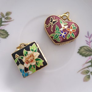 Cloisonne Enamel Locket Pendant Charm