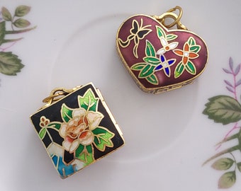 Cloisonne Enamel Locket Pendant Charm