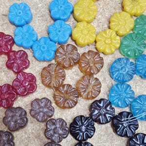 Perles de verre florales vintage 17-18 mm (5 perles)