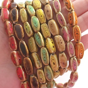 7x14mm Reactive Glazed Porcelain Beads(14 beads)