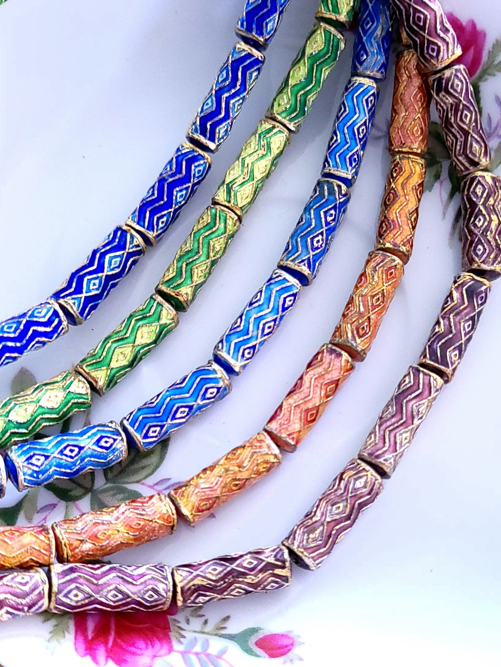 7x20mm Enamel Beads Rectangle Tube