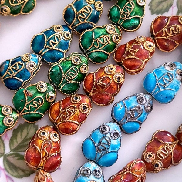 Twist Wire Cloisonné Beads "Frog"