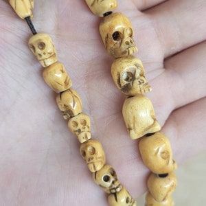 Small Hand Carved Vintage Bone Beads Skulls - Etsy