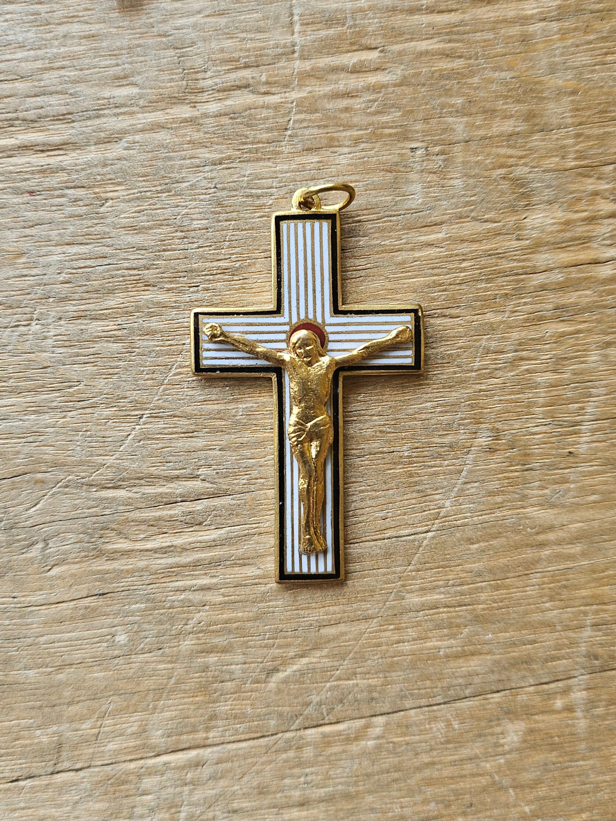 七宝焼き、十字架 七宝焼きエナメル十字架十字架イエスペンダント 1.75インチ x 1インチ