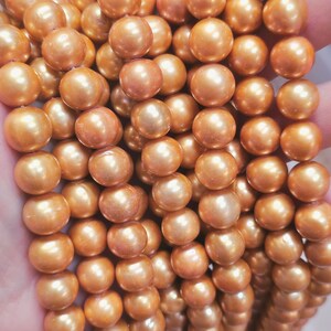8.5-9.5mm Copper Pearls Off Round Potato Shape 16&quot; Strand