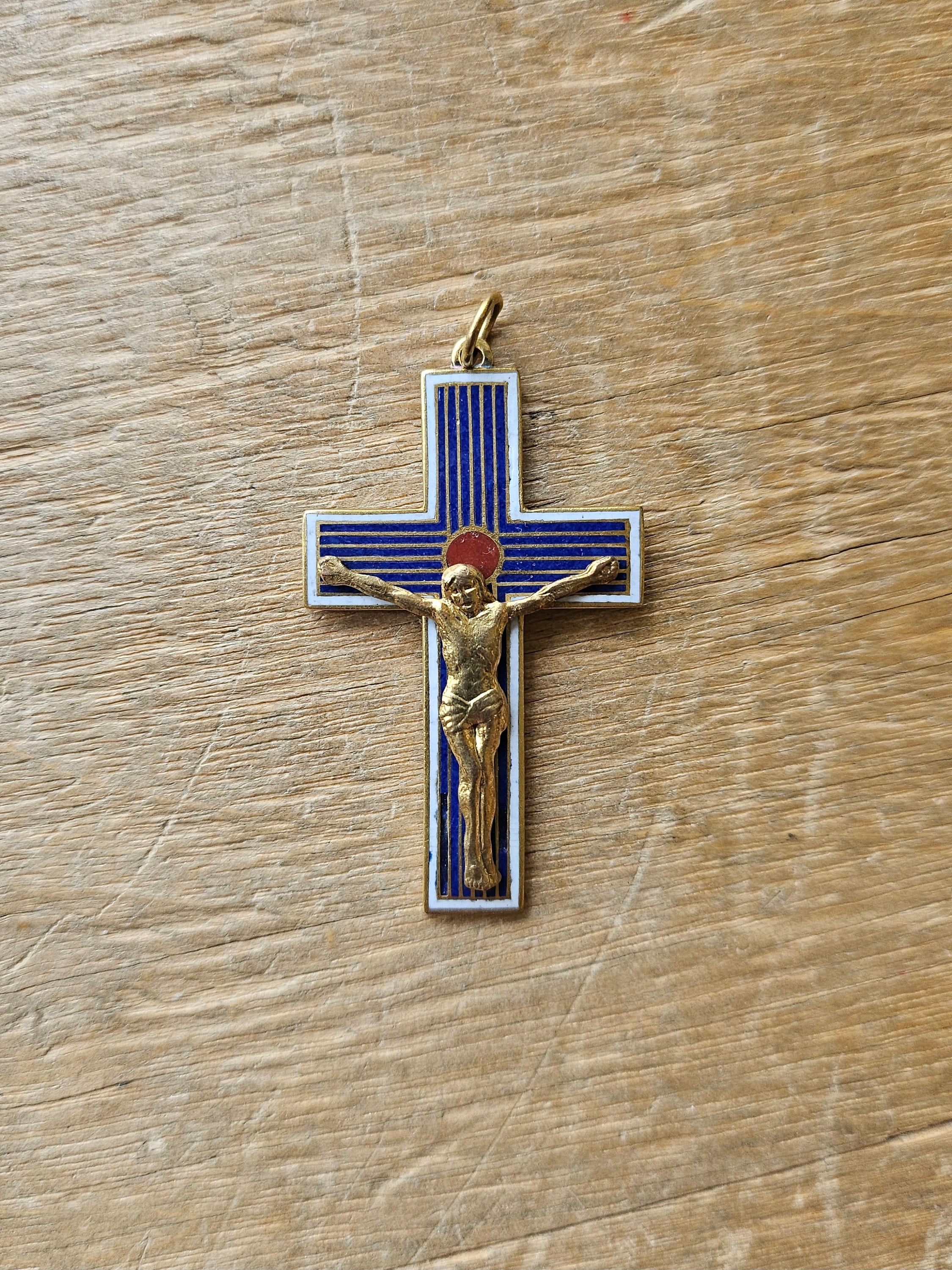 七宝焼き、十字架 七宝焼きエナメル十字架十字架イエスペンダント 1.75インチ x 1インチ