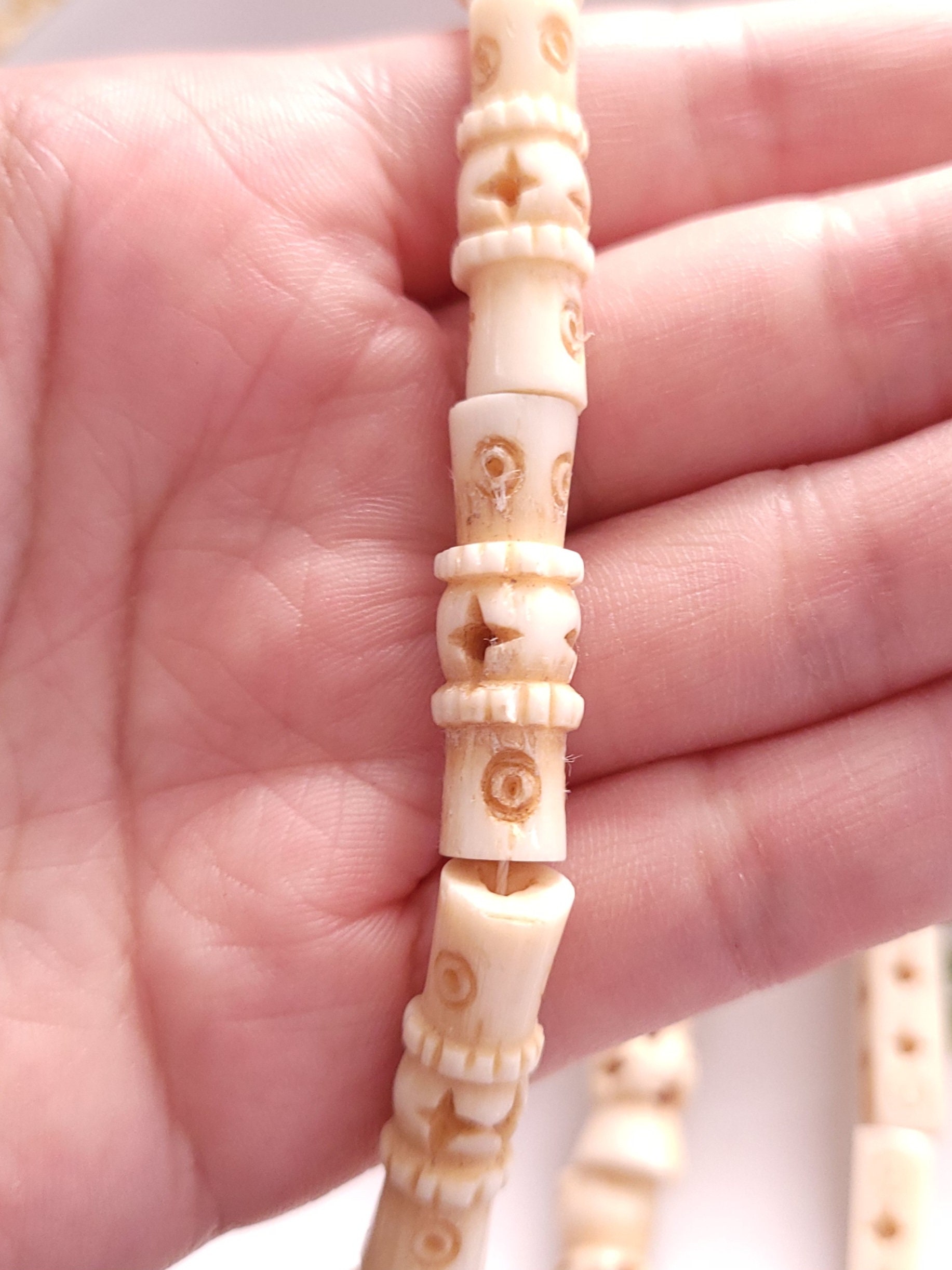 25mm Hand Carved X Barrel Bone Bead - 2 Pack – Beads, Inc.