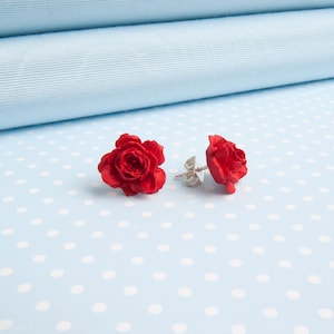Rose, Stud Earrings, Red Rose Earrings,Pink Rose Earrings, White Rose Earrings, Black Rose Earrings, sterling silver or silver plated