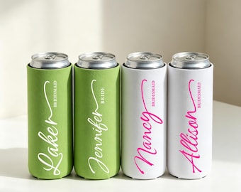 Bridesmaid Proposal Slim Can Coolers, Name Bachelorette Favor,  Wedding favors. Bride, Bridesmaid, Maid of Honor, Matron Honor