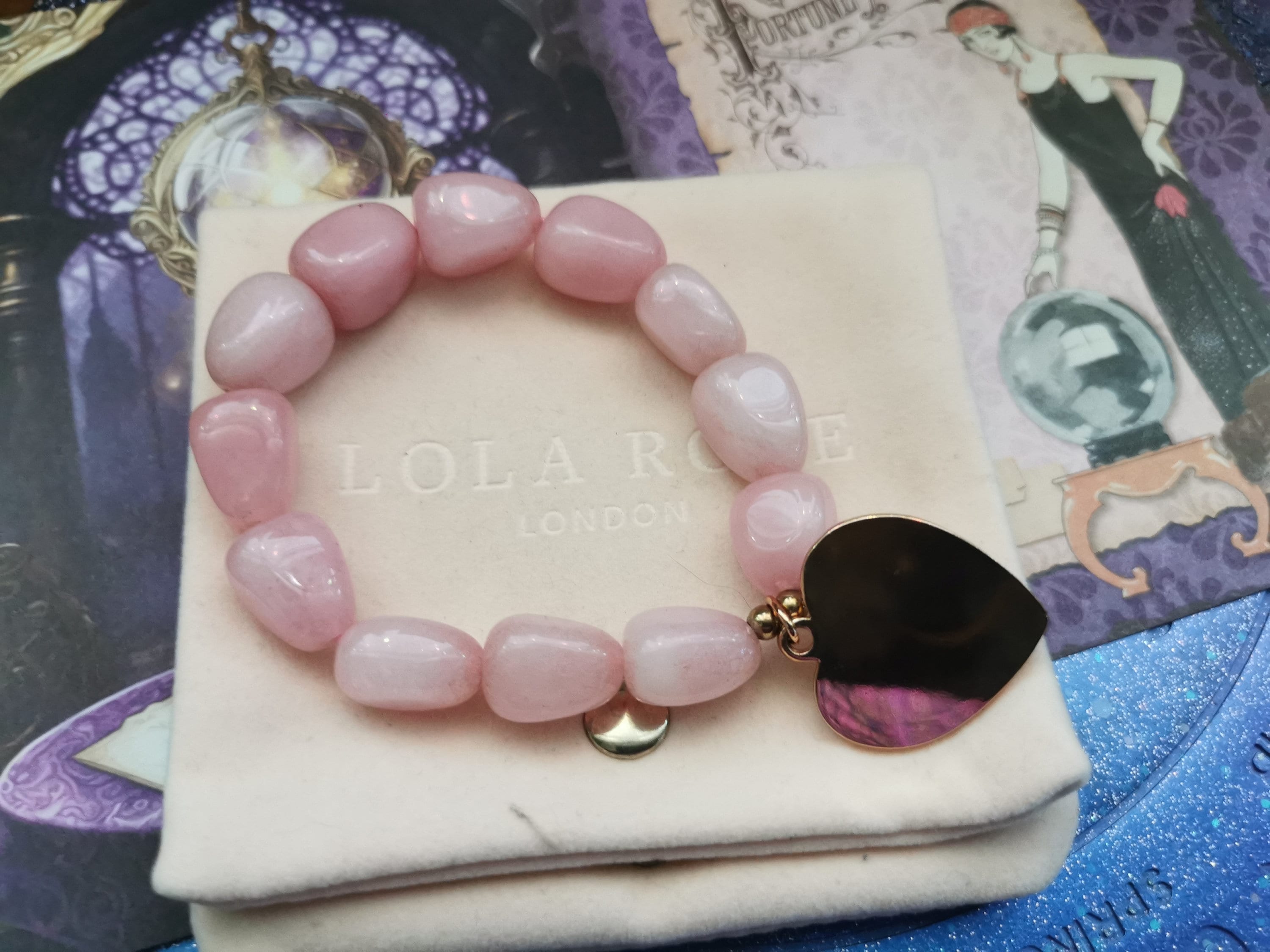 ローラ ローズ ジェムストーン ブレスレット ローズクォーツ ハート