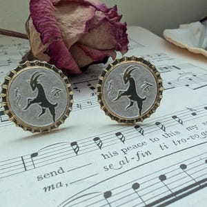 Steinbock Manschettenknöpfe vintage, Farbe gold und silber