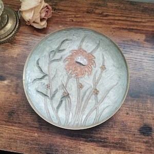 Vintage altar brass plate, offering dish or smudge plate