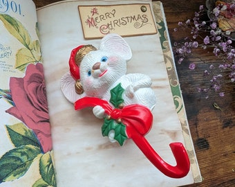 vintage plastic mouse Christmas stocking hanger