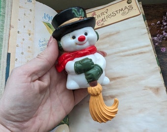 vintage plastic snowman stocking hanger