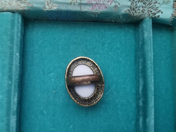 Vintage large statement ring white stone and bras… - image 10