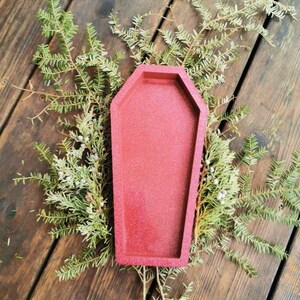 Large coffin rolling tray red sparkle
