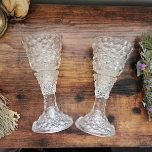 Vintage glass unique candle holders, use with votive candles, tealights or remove the top and use for candlesticks