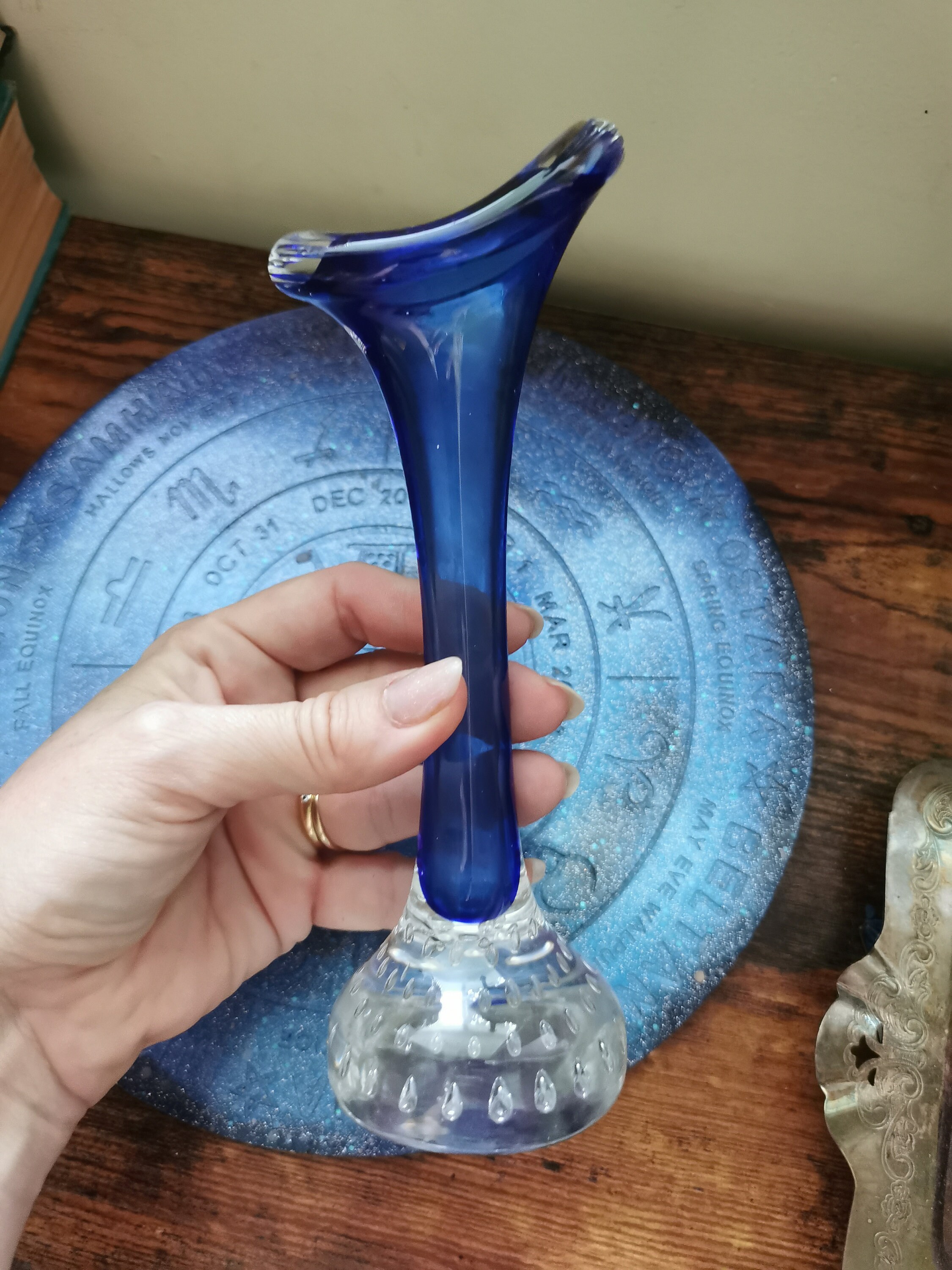 青いガラス花瓶 SANYU青ガラスピッチャー花瓶 : 昭和レトロガラス食器雑貨通販