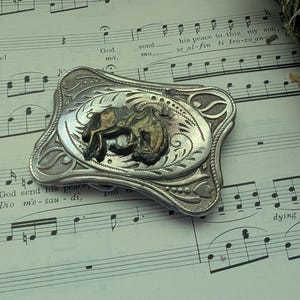 vintage bucking bronco Silvertone western belt buckle