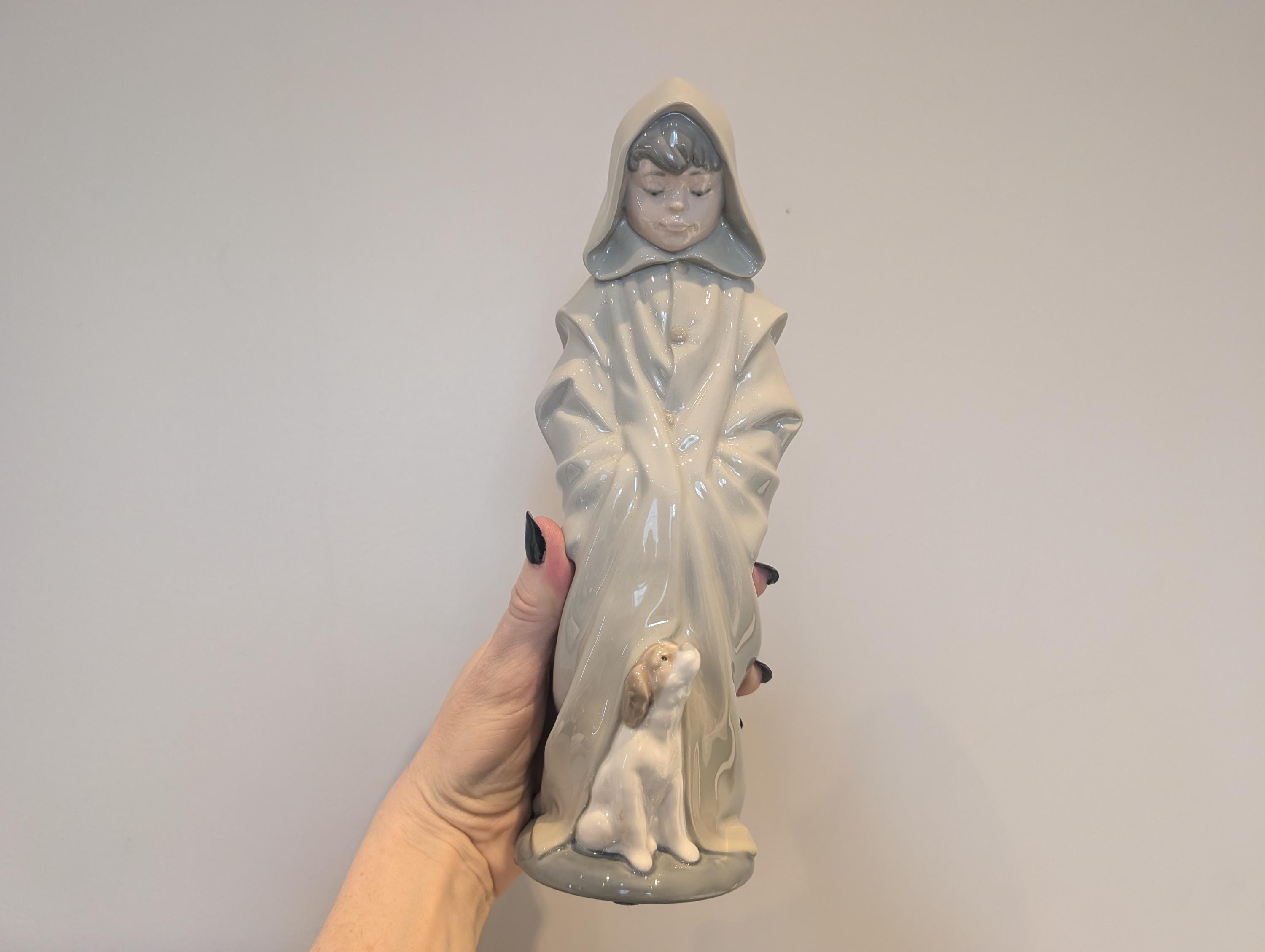 Lladro Nao Boy with Hooded Cloak and Dog