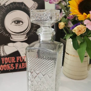 Vintage glass square decanter, vintage barware