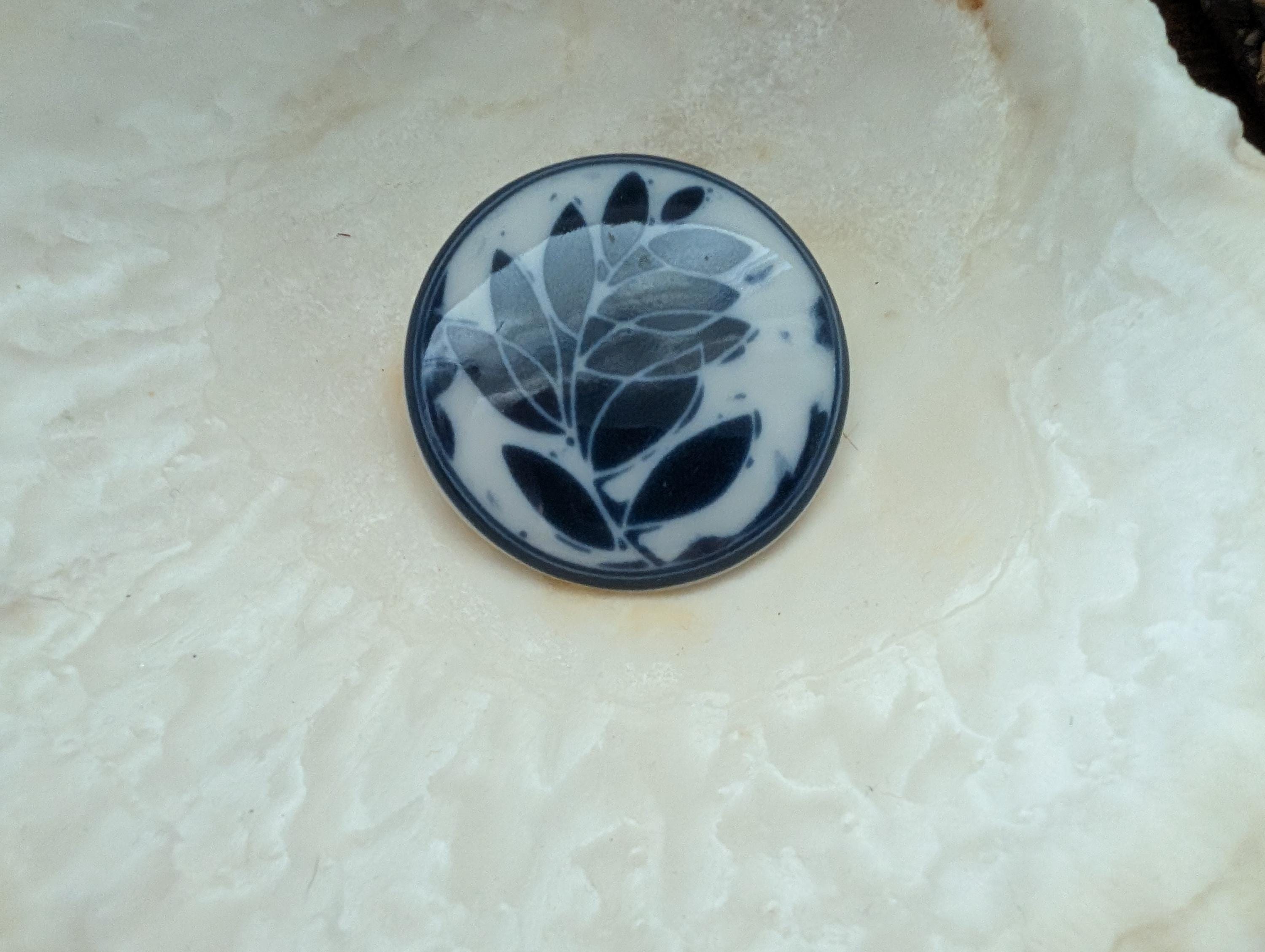 Vintage Dansk Japan Ceramic Blue White Floral Brooch - Etsy