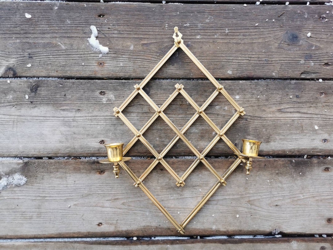 Vintage Brass Wall Candlestick Holder Folds up and Can Be Etsy