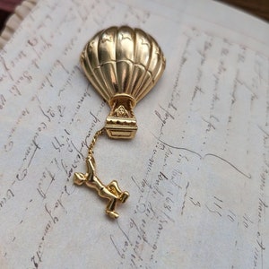 Vintage Gold-Ton Heißluftballon Brosche