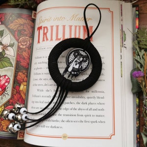 Witches bells horn goddess charm, home protection bells. Black and white design. Deity bells