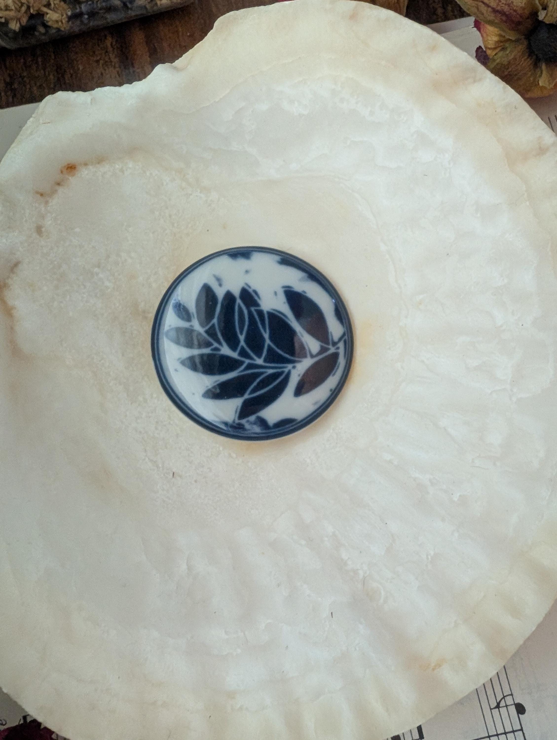 Vintage Dansk Japan Ceramic Blue White Floral Brooch - Etsy