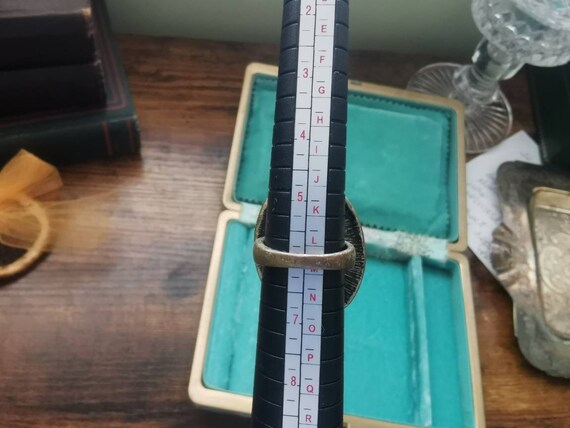 Vintage large statement ring white stone and bras… - image 2