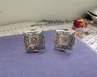 Vintage men's goldtone and silvertone ornate cufflinks
