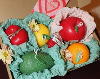 Hand-Poured Fruit Candles Gift Box | Fall Decor Set (6 Candles) | HarvestGlow