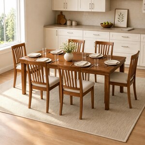 Extendable Dining Table for 4-6, Rustic Wood Expandable Kitchen Table, Farmhouse Dining Room Table, Space Saving Rectangular Table