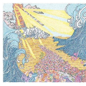 Parting of the Red Sea - Entire Book of Exodus print or giclee Moses parting the sea Israel art Bible Calligraphy  ים סוף