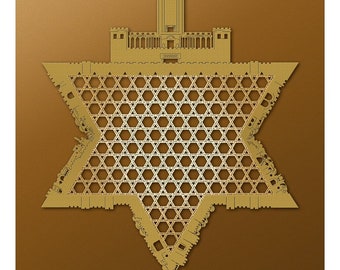 Jewish Star - Jerusalem Temple - Paper Cut